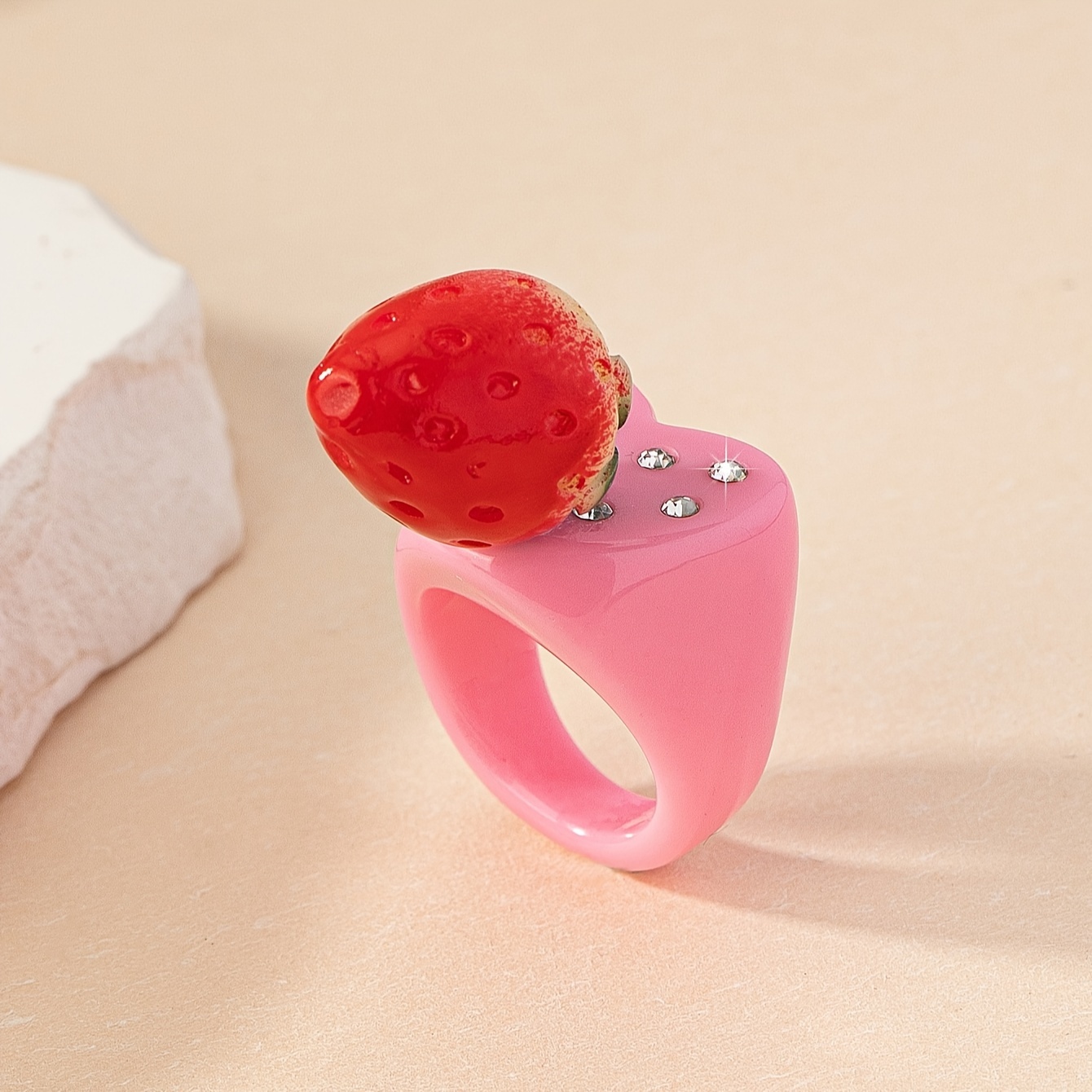 par anillos fresa lindo mujeres estilo peluche moda Temu Peru