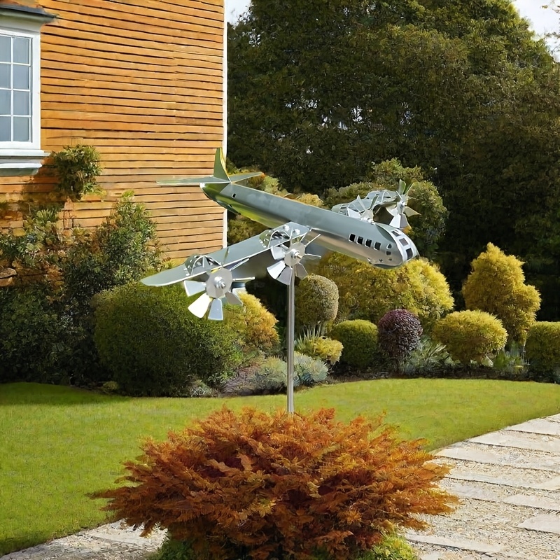 

Creative Metal Airplane Windmill, Lawn And Garden Decoration, Outdoor Art Piece, Feeling The Sound, Shape Of The Wind Blowing