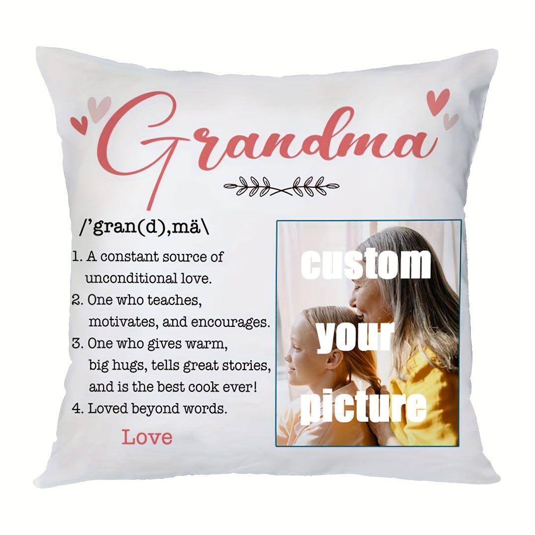 

Custom 18x18 Inch Short Plush Throw Pillow Cover - Single-sided Design, Perfect Grandma Gift From Grandkids For Mother's Day & Home Decor, Zip Closure, Hand Wash Only