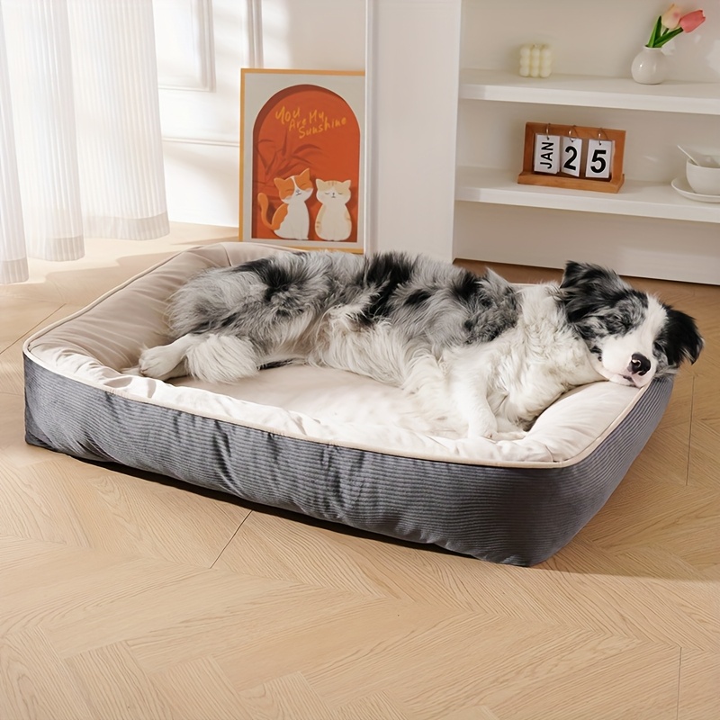 1pc corduroy thickened square pet nest medium large dog bed soft comfortable   universal Product details 0