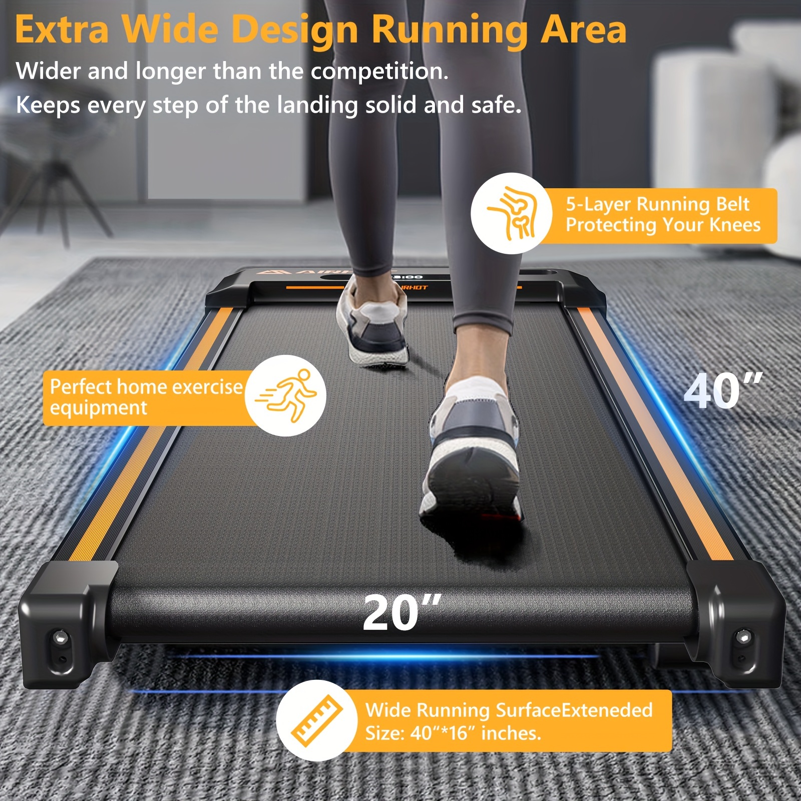 portable under desk treadmill for home office walking pad 2 in 1 with remote control led display and low noise 2 5hp motor ideal for walking and jogging details 1