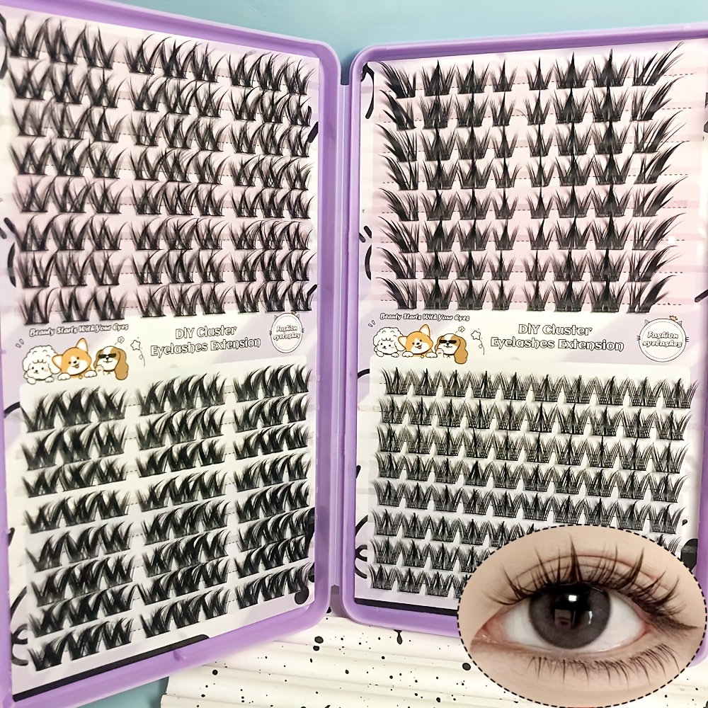 288 Clusters Mixed Style False Eyelashes - Natural & Anime Looks, Diy Self-grafting, C- Fluffy 0.07mm Thickness, Easy To Apply & Reusable, Beginners & Cosplay Styling