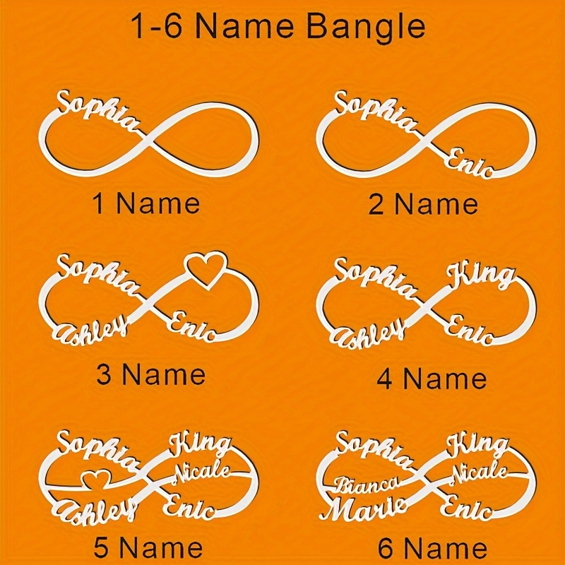 TEMU Custom Multi-name Infinity Pendant Name Necklace, Supports 1-6 Names, Personalized Family Keepsake Jewelry, Made Of 304 Stainless Steel, For