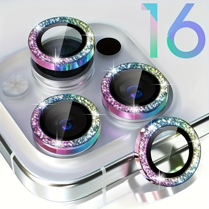 

Camera Lens Protector For Pro/ Pro Max/16/16plus/15/14/13/12/11/mini With Decoration-9h Tempered Glass Screen Protector