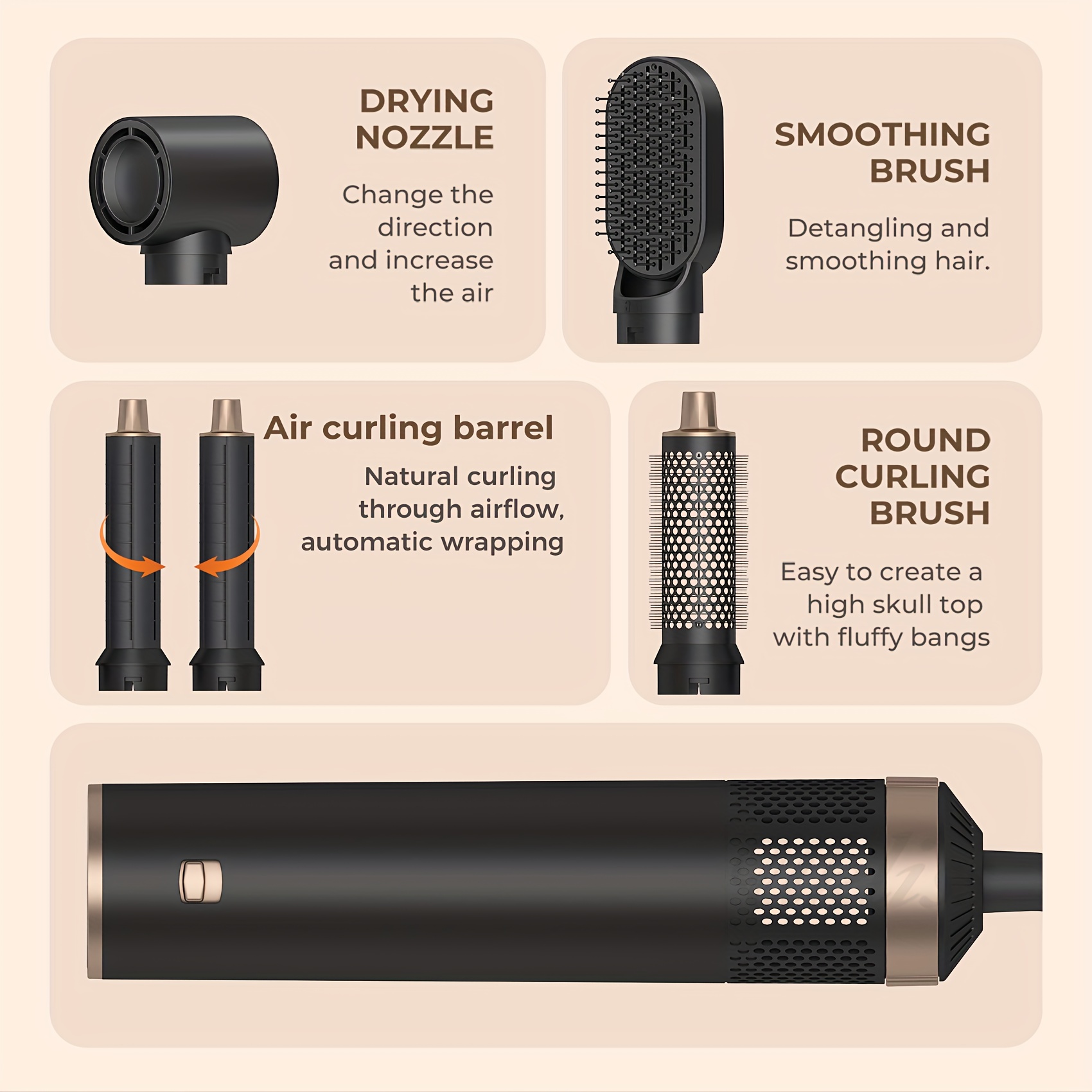 5 In 1 Round Brush Dryer Hair Dryer