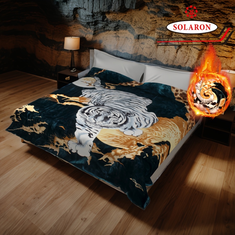 blanket white tiger pattern super thick Temu