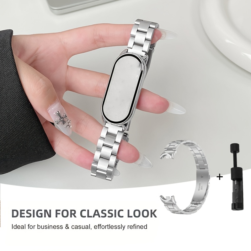 TEMU Correa de Reloj de Acero Inoxidable para Xiaomi para Mi Band 9, Correa para , Pulsera para Xiaomi Smart Band 9 8 NFC, Brazalete de Metal