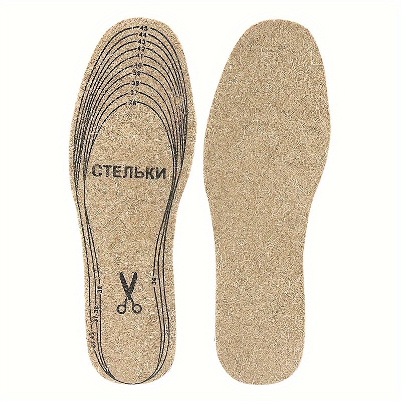 1 Pair Of Wool Felt Insole Thickened Warm Cushioned Cushioned Pressure Multi-code Section Cut By Itself For A Of Shoe Types