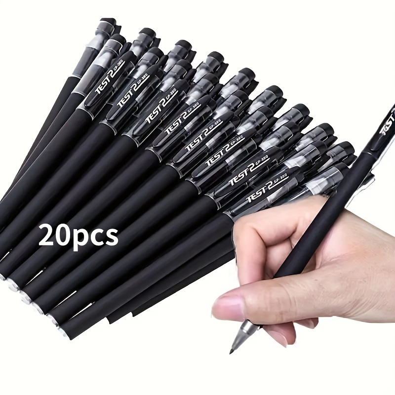 

20pcs Smooth Writing Matte Black Gel Pens - 0.5mm Ultra Fine Point - Durable Pocket Clip - Perfect For Office, School, And Signatures