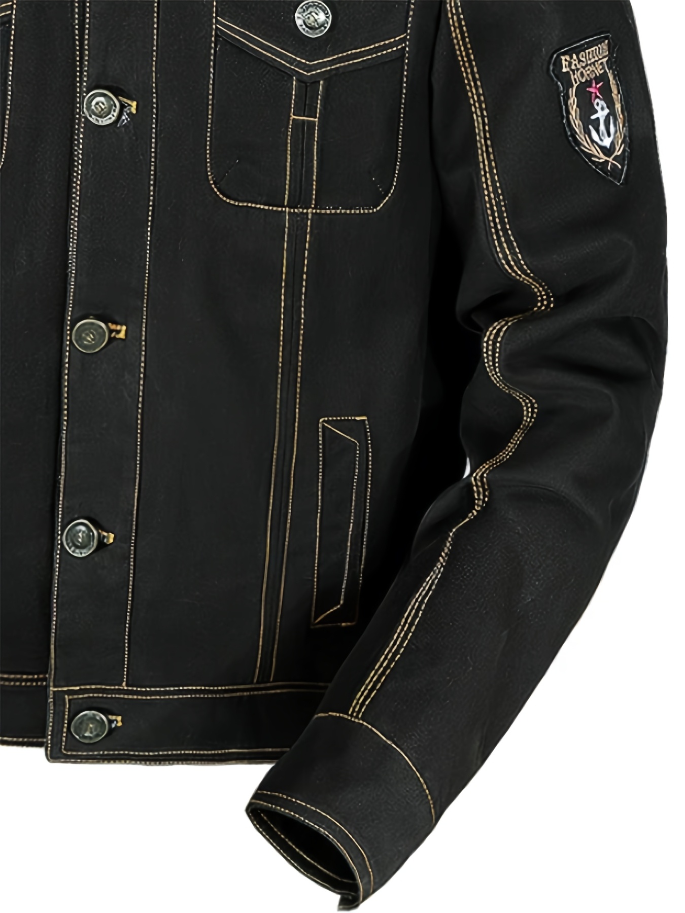 mens heavy duty windproof jacket non stretch button front Temu