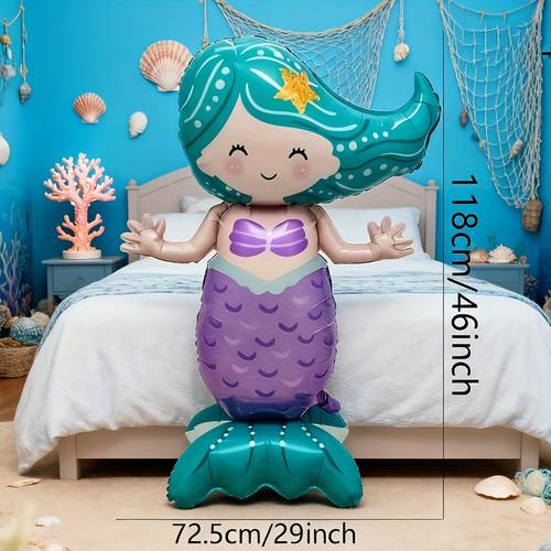 1 2 3pcs 46 inch standing mermaid balloons birthday party atmosphere decorations gathering event props indoor and outdoor room decoration halloween decorations christmas decorations