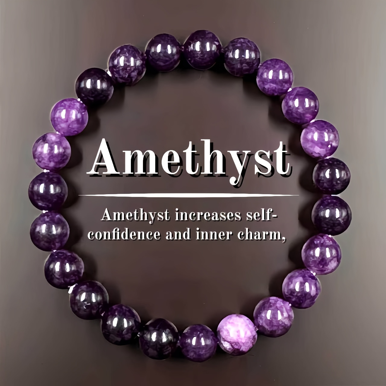 1pc Amethyst Beaded Stretch Bracelet, Handmade Stretch Cord 8mm, Ideal Gift For Men And Women, Daily Clothing Accessory