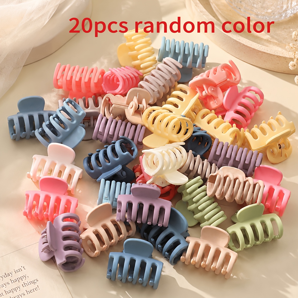 TEMU Random 20pcs Women's Matte Dragon Bone Hair Clips - Candy-colored Small Size Women's Hairpins, Stable Grip For Daily Styling, , , For
