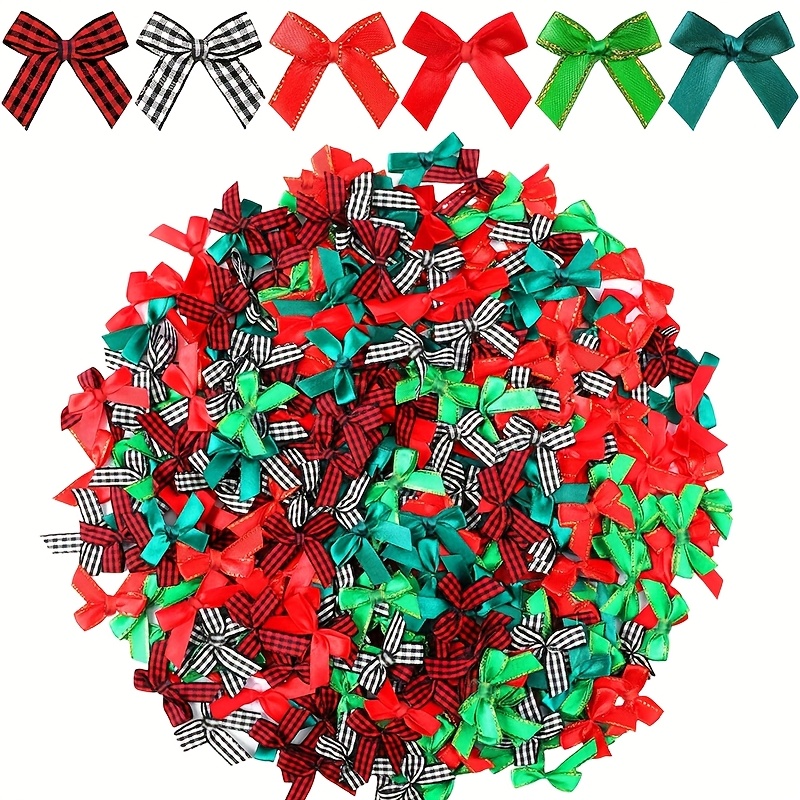 TEMU 100pcs Pcs Mini Bows - Small Ribbon Bows Suitable For Christmas, Wedding, Birthday Party Decorations - Shiny Bowknots For Crafts, Gift Wrapping,