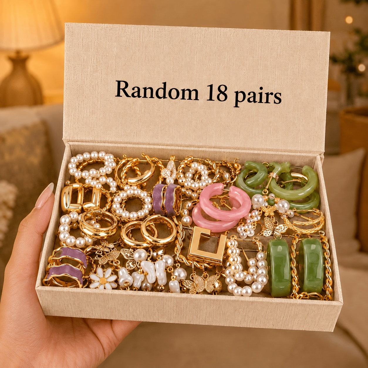 Random 18pcs Set Of Minimalist Resin And Metal Earrings, Unisex, Wear, Vacations, Parties, And As Holiday Gifts