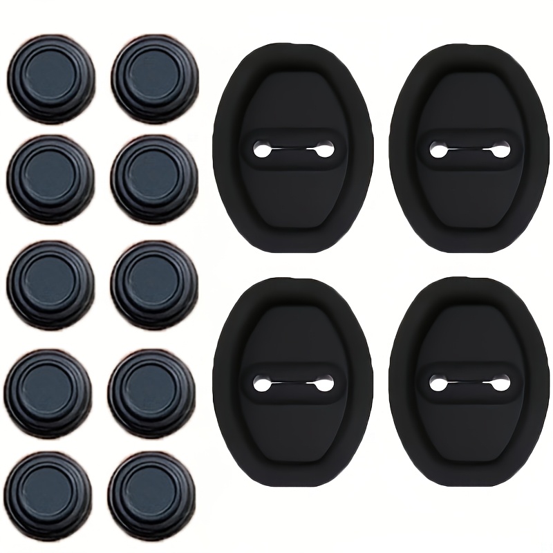 TEMU 14pcs Set: 10 Car Door Soundproof Pads 4 Black Silicone Door Protectors. Silicone Noise-reducing Cushioning Pads, Self-adhesive Door Side