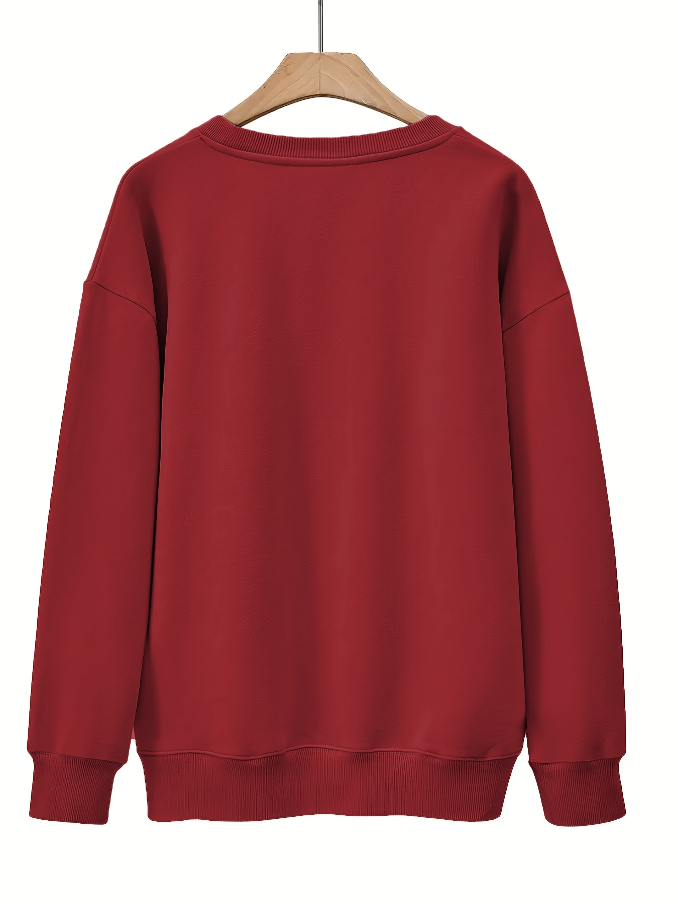sweatshirt décontracté à col ras du cou pour femme, à motif de cœurs, pour automne/hiver, avec lettrage anglais  , un style   simple et  . un sweatshirt confortable à col ras du cou,   pour un     à   et en extérieur. impression simple face