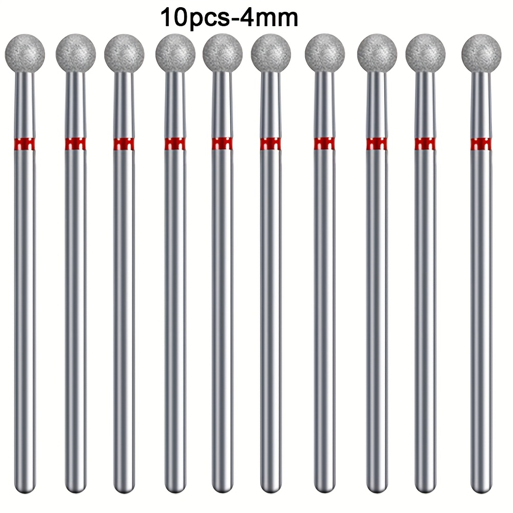 Image of 10pcs Inverted Tapered Ball Shape Cuticle Clean Nail Drill /32'', Professional Safety Carbide Under Nail Cleaner For Cuticle Dead Skin Nail Prepare, Beginners Bits, Series Bit-s, Fine