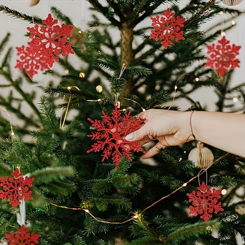 12pcs Sparkling Plastic Snowflake Ornaments for Christmas Tree