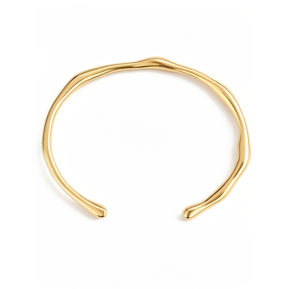 TEMU 1pc Pulsera para Mujer de Acero Inoxidable con Diseño Minimalista Irregular Concavo-, Pulsera Versátil y para , Adecuada para el Desplazamiento