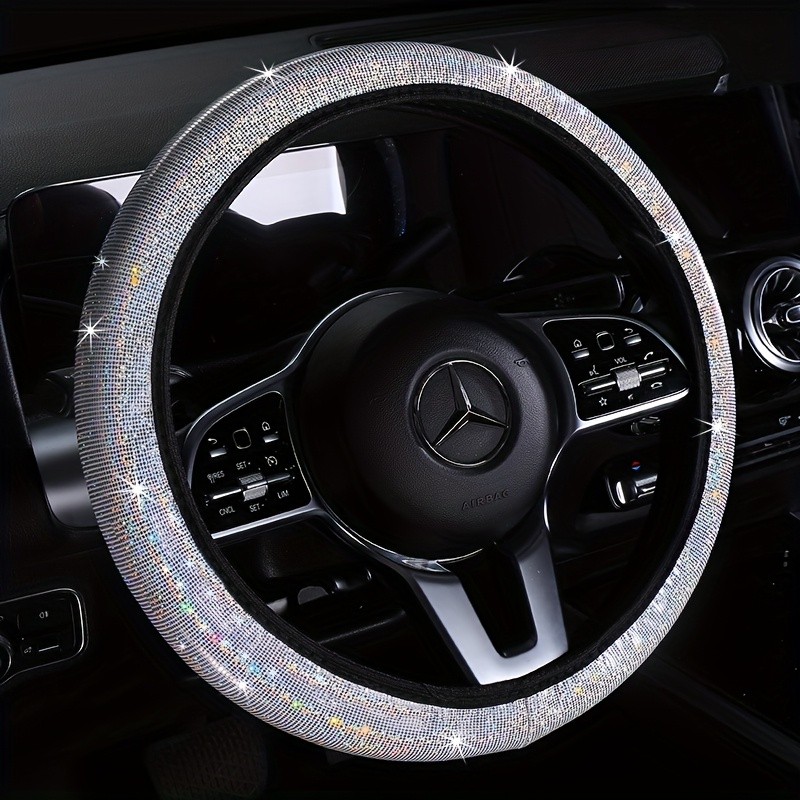 TEMU 1pc 7-color Sparkling Car Steering Wheel Cover - No , Design For Most Vehicles, Interior Accessories, Cute Steering Wheel Cover, Vehicle Customization, Luxury Material