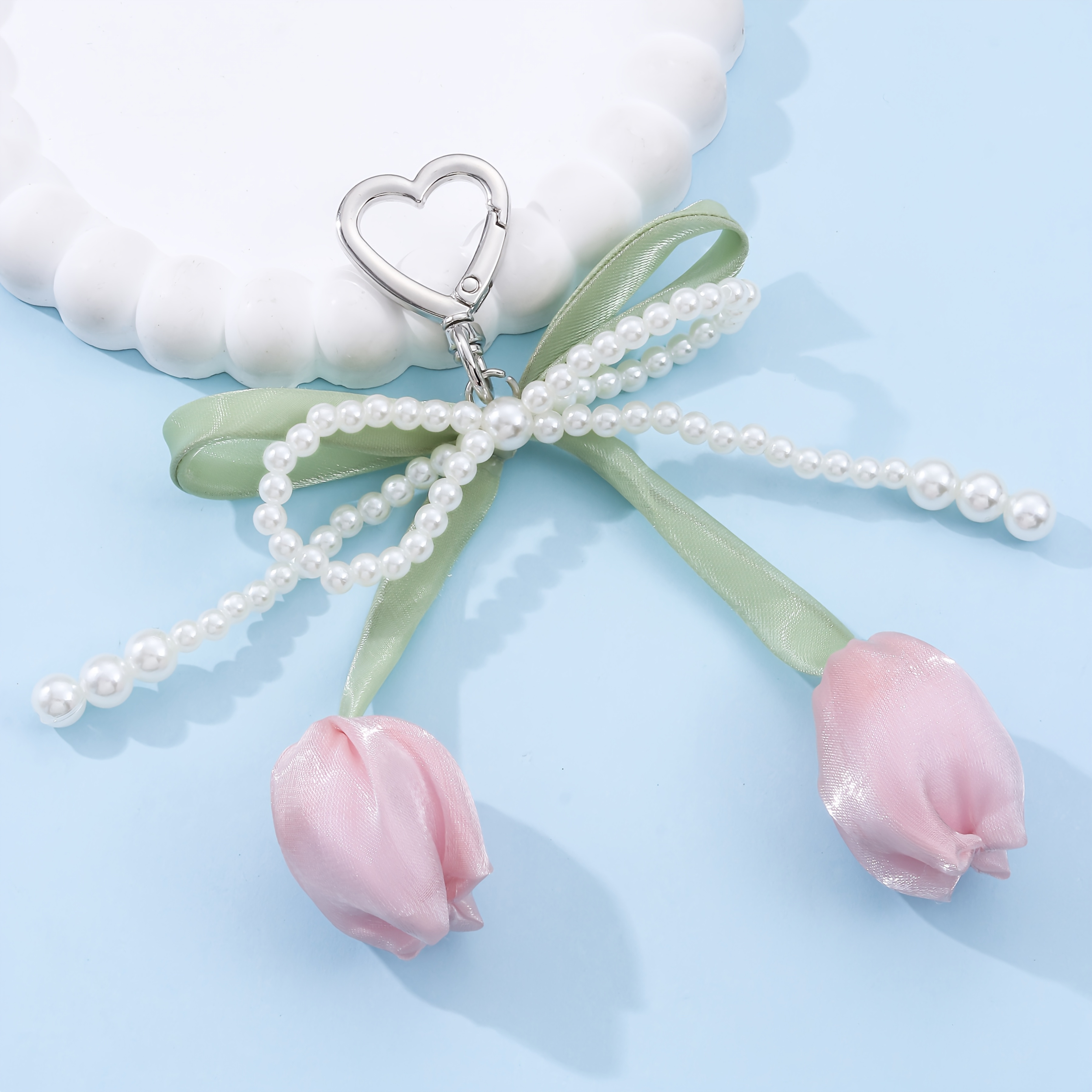 TEMU 1pc Bow Simulated Tulip Keychain Cute Handmade Good Gift For