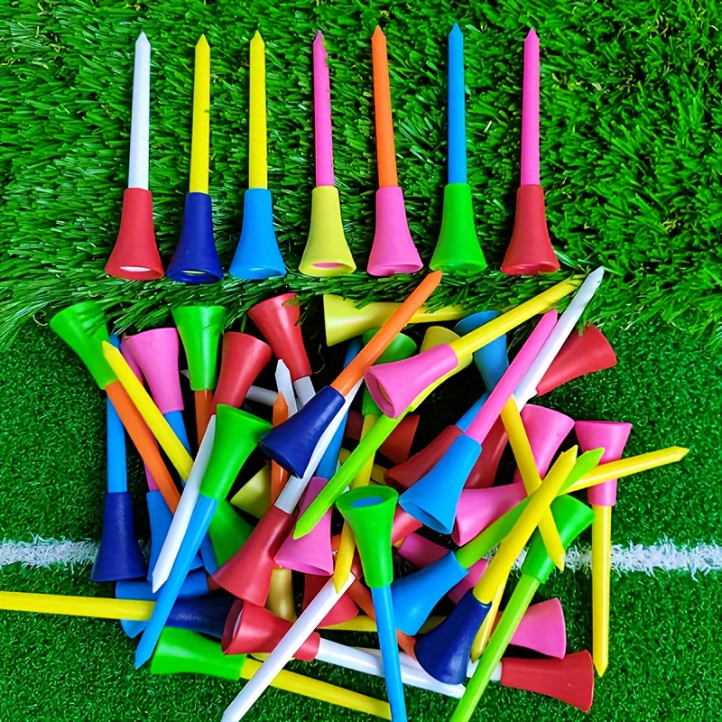 Image of 100pcs Golf Tees Mix Colors 83mm Plastic Durable Rubber Golf Ball Holder Golf Additions