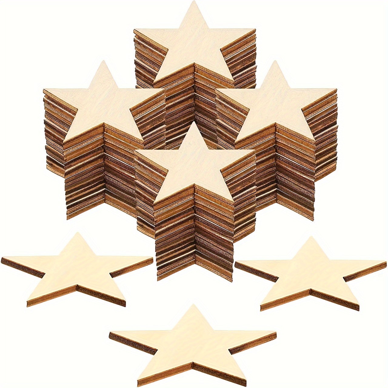 20pcs Of Wooden Star Home Decorations, Wooden Star Christmas Wedding Party Crafts For Family Gatherings And Festive Celebrations