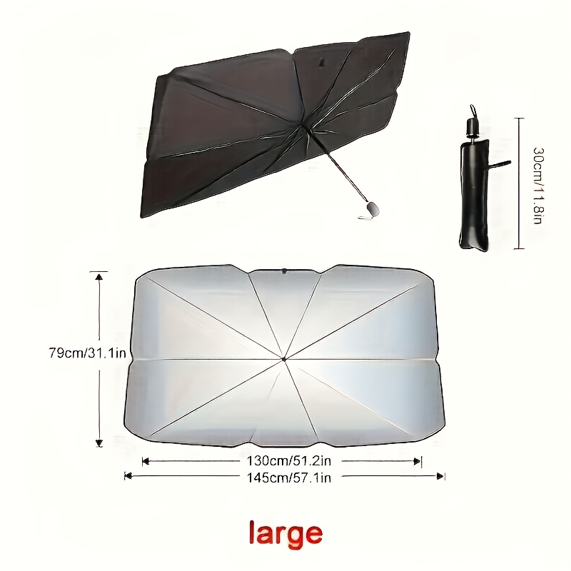 1pc Premium Titanium Silver Alloy Sun Visor with Laser Reflection – Universal Fit, 4-Layer Physical Material, Strong UV Protection, Heat Insulation And Sun Shading for Front Windshield And Windows, Blocks Harmful Rays And Keeps Your Vehicle Cool