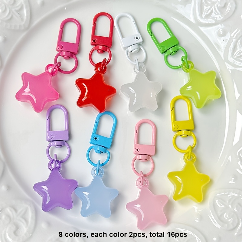 TEMU 16 Colorful Star Pendant Keychain Backpack Car Key Pendant Additions Birthday Holiday Christmas New Year Valentine's Day Gift