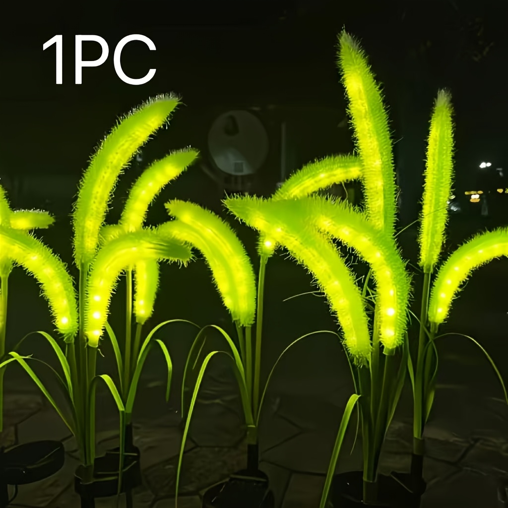 TEMU Simulated Glowing Dogtail Grass Solar Ground Lamp Garden Balcony Landscape Decoration Lamp