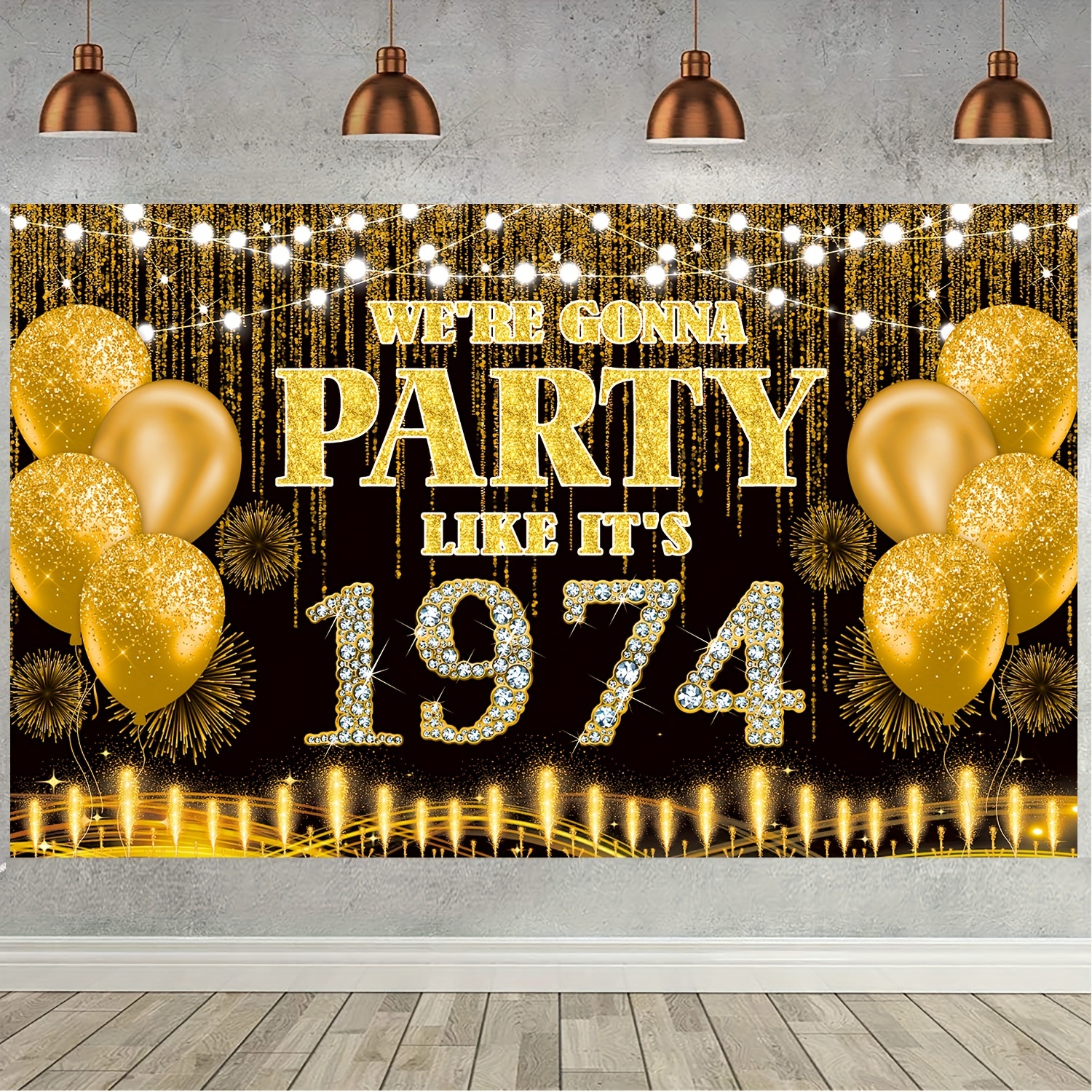

Vintage 1974 Black And Gold Vinyl Banner - 50th Birthday Party Decorations, Garden Event Backdrop, Classic 1974 Party Supplies, Durable Photography Backdrop For 50th Anniversary Celebration Decor