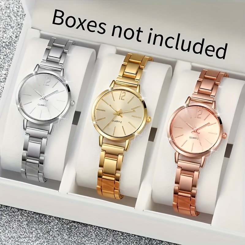 

Fashionable Quartz Wristwatches: Set Of 3 With Alloy Bands And Dials