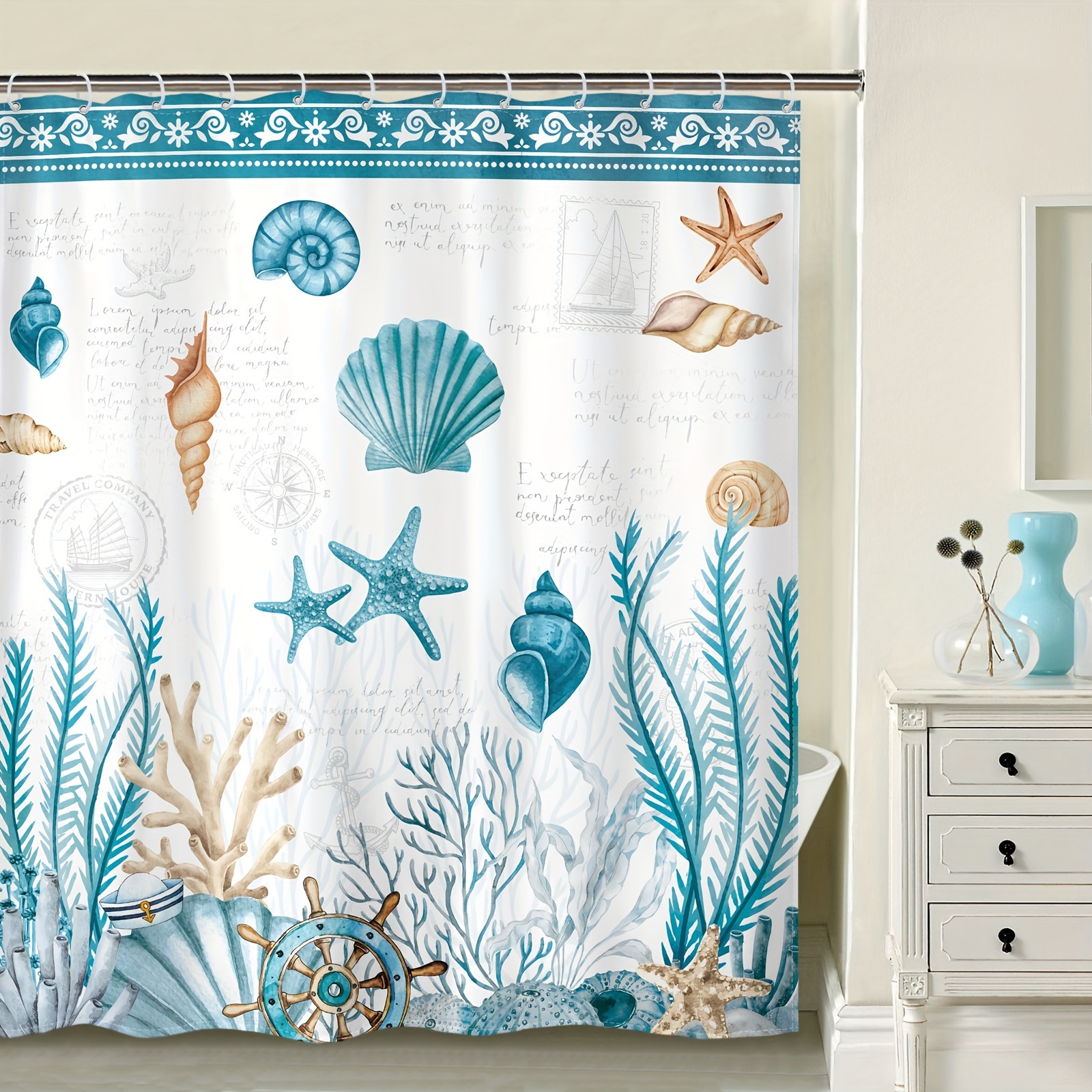 Shower Curtain Hooks Rings Seashell Shower Rings Decorative - Temu