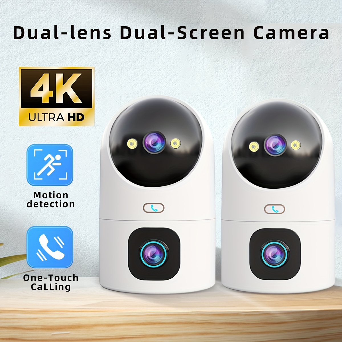 

2pcs 4k Ptz Wireless Ip Camera 5g Wifi Dual-lens Dual-screen Camera Automatic Tracking Baby Care Monitor Street Security Camera