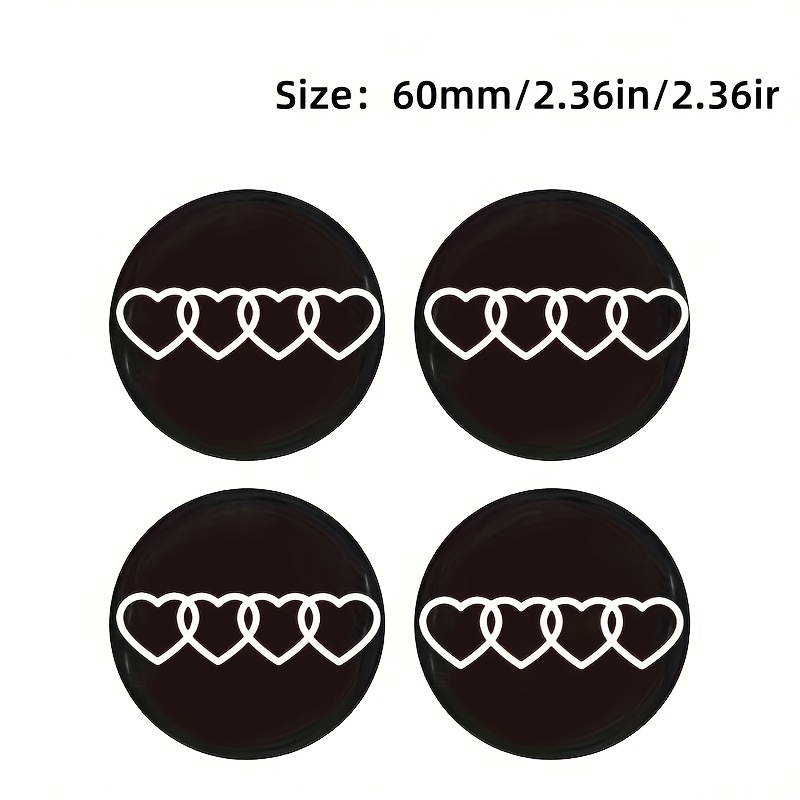 Image of 4pcs 60mm 2.36-inch Car Tire Accessories, Car Wheel Center Cover Label, Logo, Heart Sticker Covering