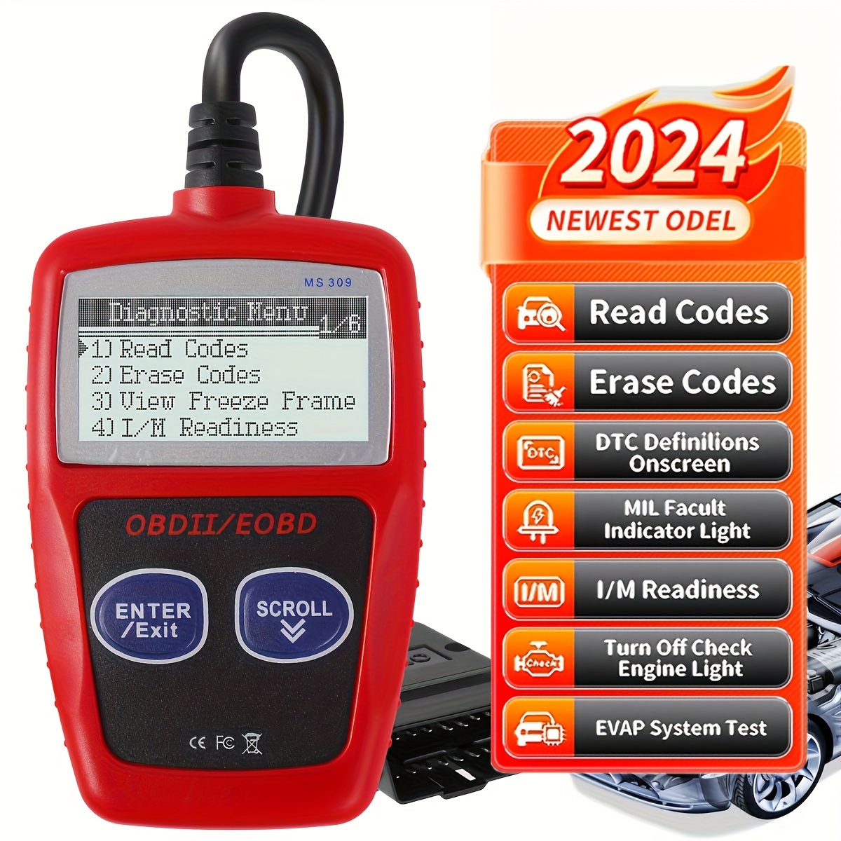 

Car Fault Code Reader I/m Readiness Accurate Engine Diagnostic Scanner Obd2 Scanner Read And Erase Fault Code View Freeze Data Can Diagnostic Tool
