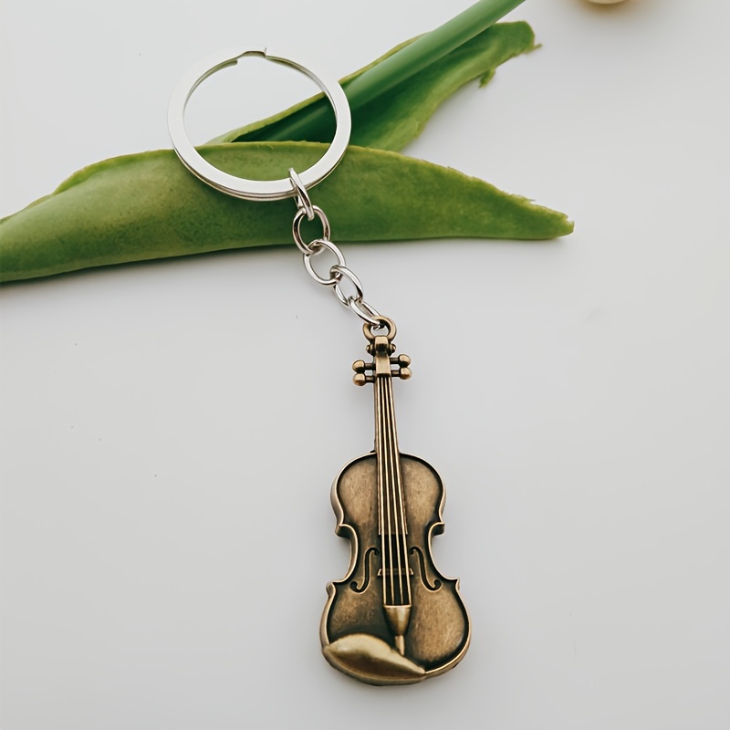 

1pc Copper Keychain, Zinc Alloy Keyring, Miniature Violinist , Metal Key For Men