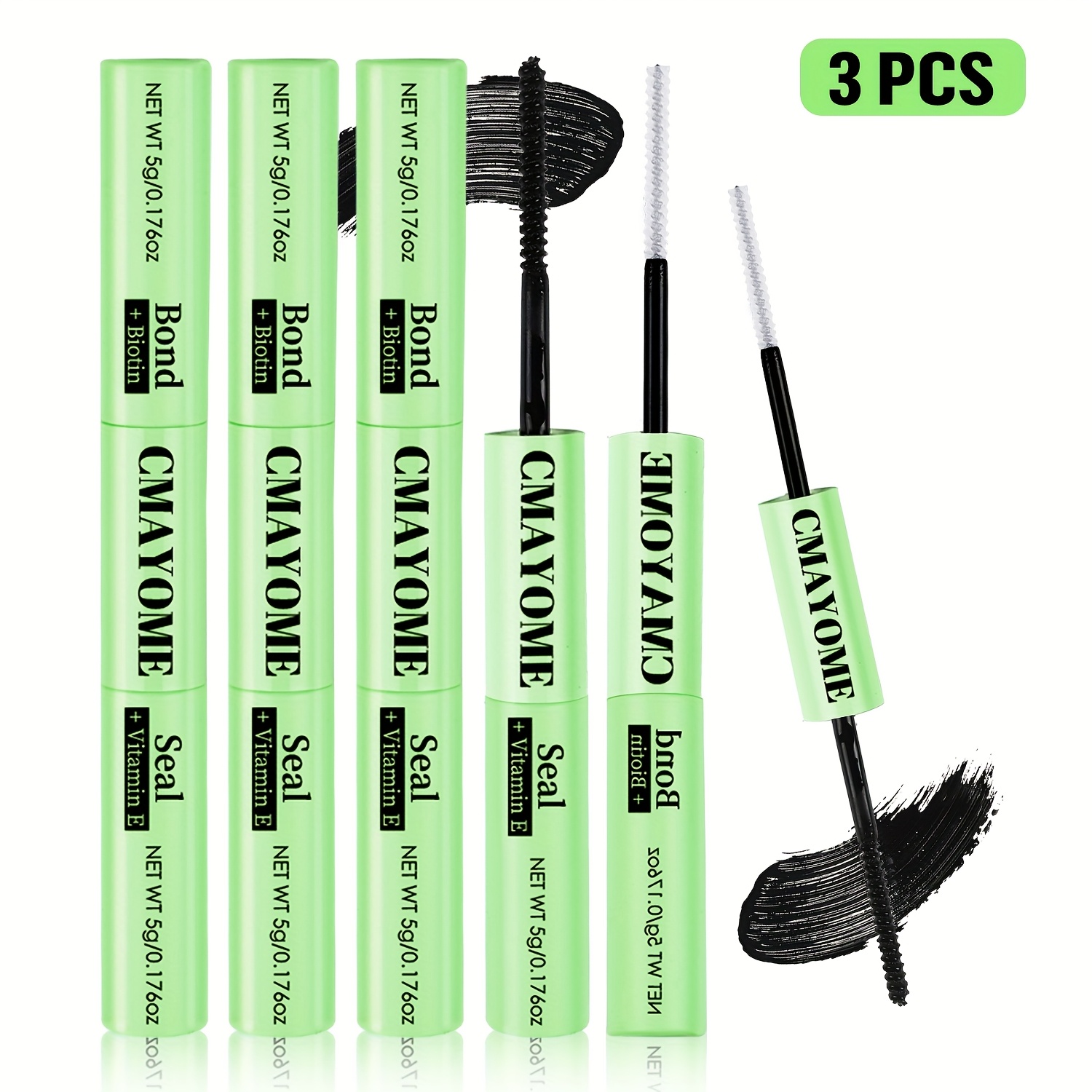 Image of 3pcs Set 72h Ultra-long Lasting Fake Eyelash Glue Waterproof And 2-in-1 Eyelash Adhesive And Sealant Perfect For Cluster Eyelash Extensions Hypoallergenic For Black Eyelash Extension Glue Fast-drying