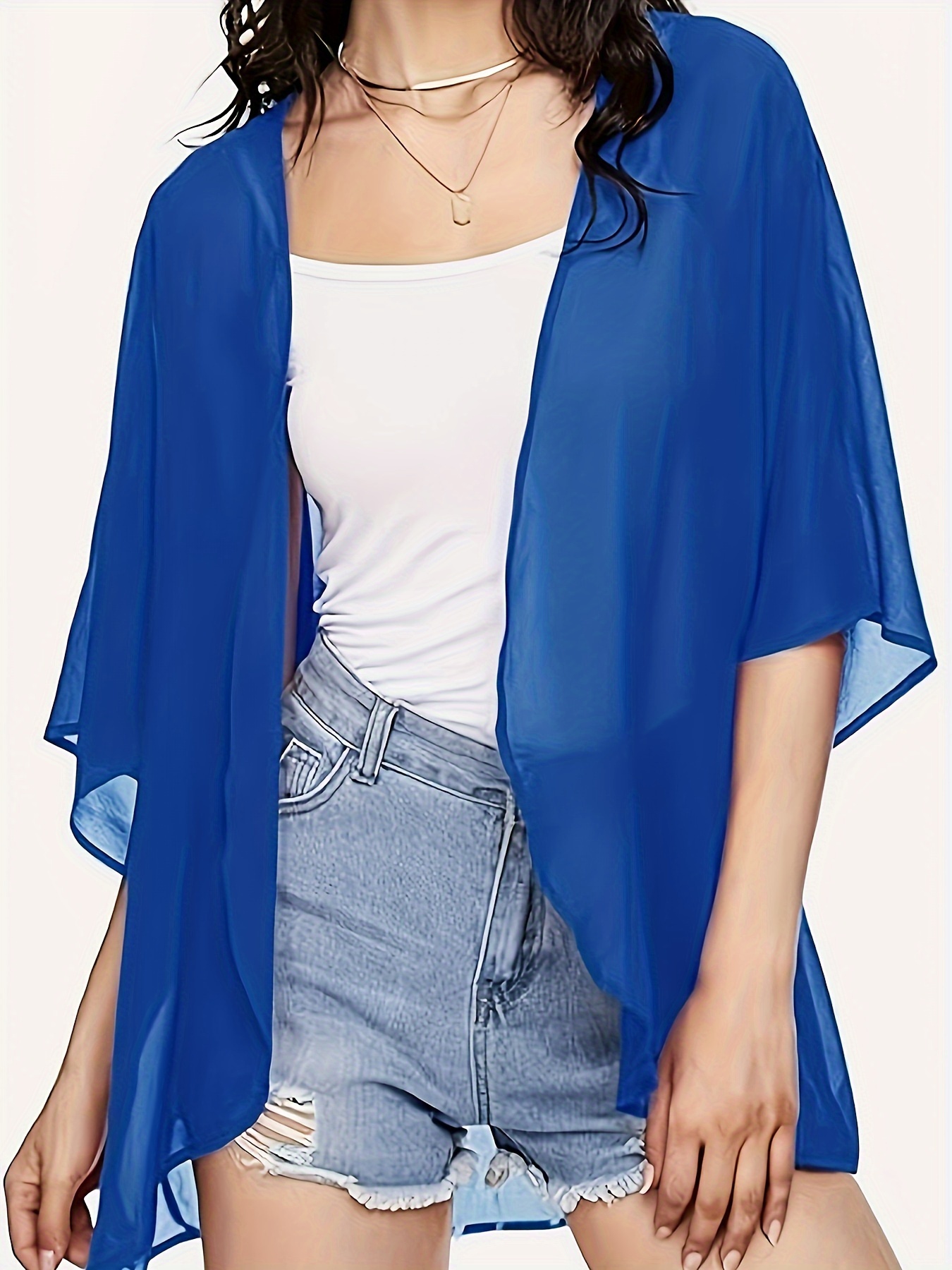 2025 New Oversized Ins-Style Loose Kimono, Multi-Fashion Solid Color Casual Batwing Sleeve Shirt Top, Commute Vacation Lazy Kimono Elegant Women's Swimwear Outer Jacket