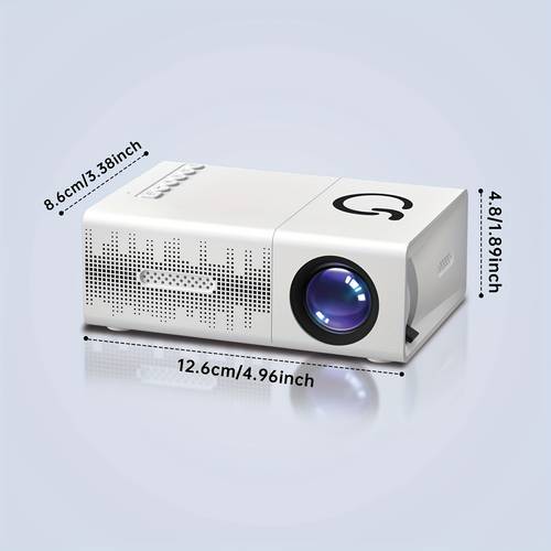 white mini projector portable stylish design 1080p compatible 80 brightness hd projection with wired screen mirroring works with tablet tv portable projector for phone mini projector for bedroom projector for art