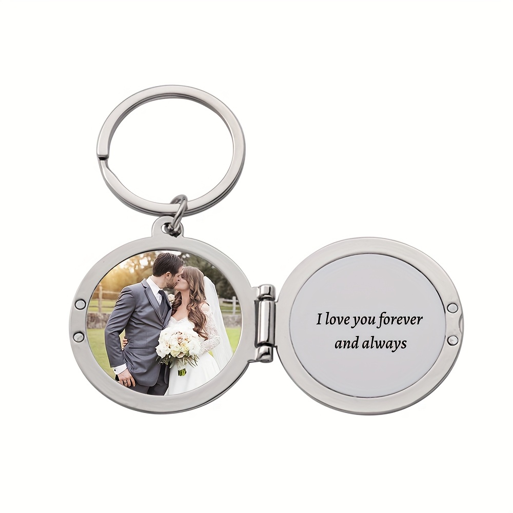 TEMU [customized] 1pc Heat Transfer Customized Keychain Opening And Closing Keychain Customized 2 Pattern Text Heat Transfer Double-sided Printing
