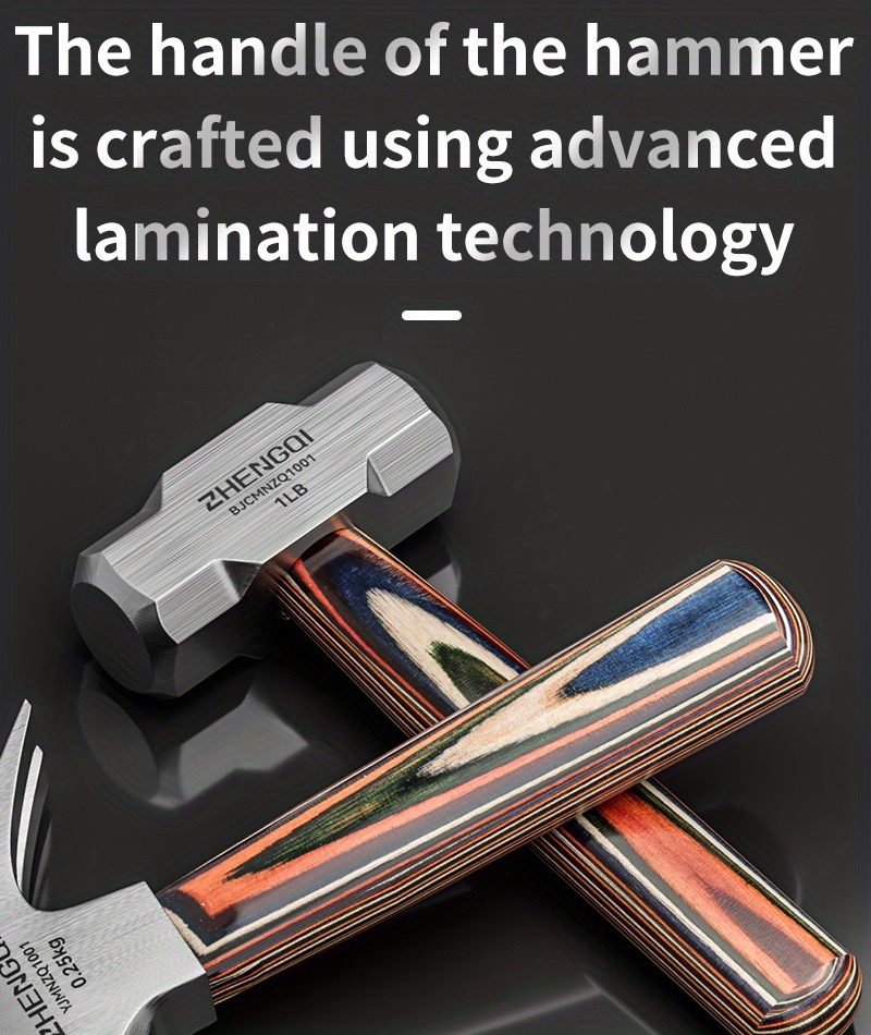 Non-Fading Wooden Handle Hand Hammer Horn Hammer Carpenter'S Hammer Octagonal Hammer Mini Hammer Non-Fading Colored Wooden Handle Hammer, Laminated Process Wooden Handle Non-Fading for Home Work Convenient to Carry Hand Hammer Outdoor Hammer