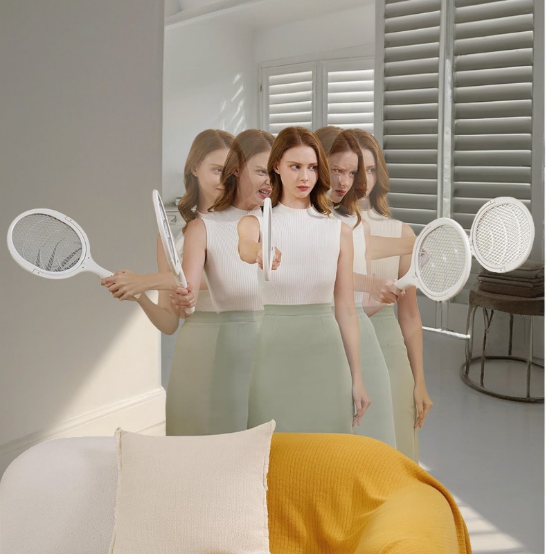 2 in 1 6 in 1 1pc rotating head rechargeable mosquito swatter with telescopic extension rod electric fly swatter racket insect repellent racket indoor insect and fly repellent device insect and fruit fly repellent device Product details 6