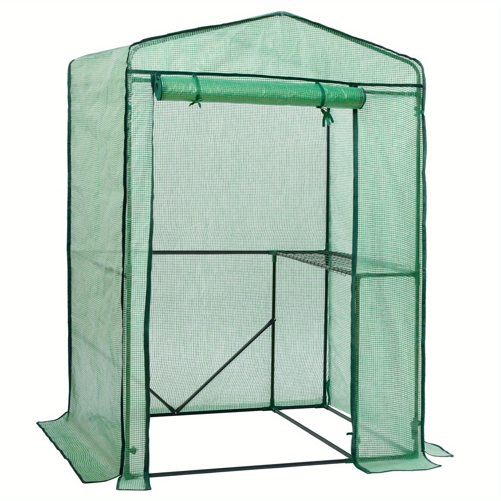 Image of Polytunnel Greenhouse, Greenhouse, , Stable, Tomato Greenhouse With Shelf, Roof, 123 X 95 X 185cm, For Vegetables, Fruit, Flowers, Garden, Balcony, Green