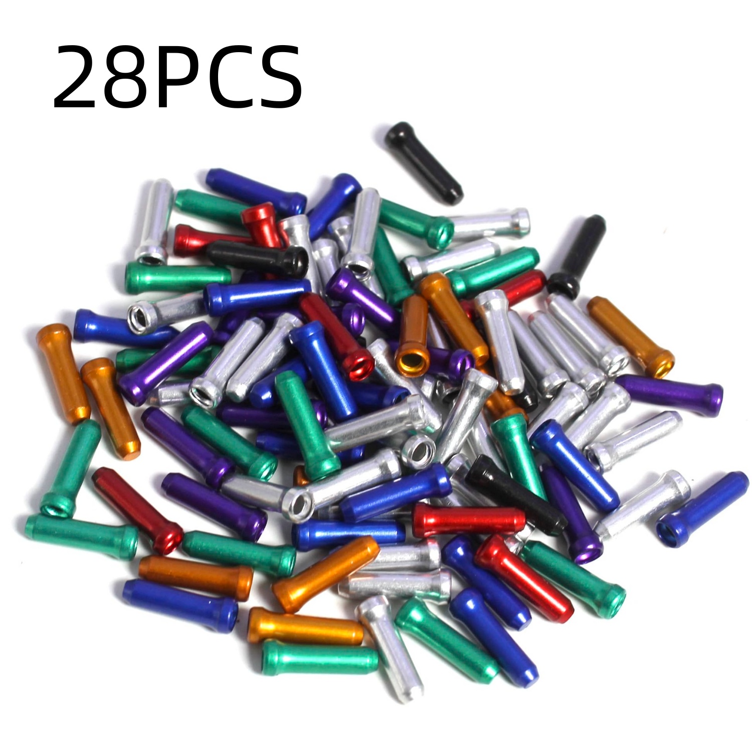 Image of 58/ 28pcs Aluminum Alloy Bicycle Cable End Caps, Bike Cable Line Core Cap, Road Mountain Bikes Brake Shifter Inner Cable Tips, Brake & Shift Line Protection.