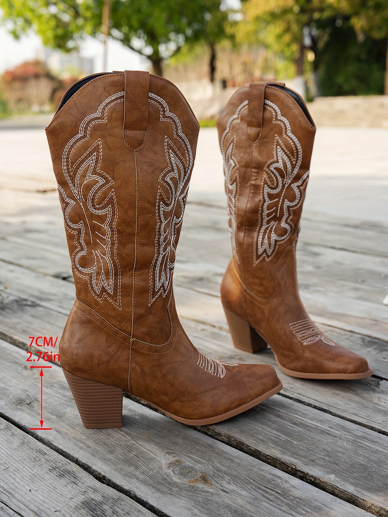 Cowboy Boots Ladies Brown Leather Calf Length Boots Mid Calf Length Flat  Leather Calf Boots Buy