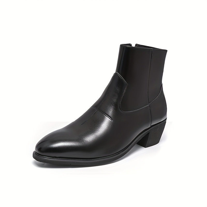 mens dress boots mens high heels casual chelsea combat ankle - Temu