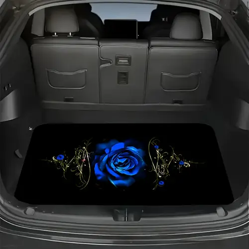 1pc travel rose pattern car trunk mat easy to clean vibrant cargo decoration for all vehicles polyester fiber interior liner car trunk deco