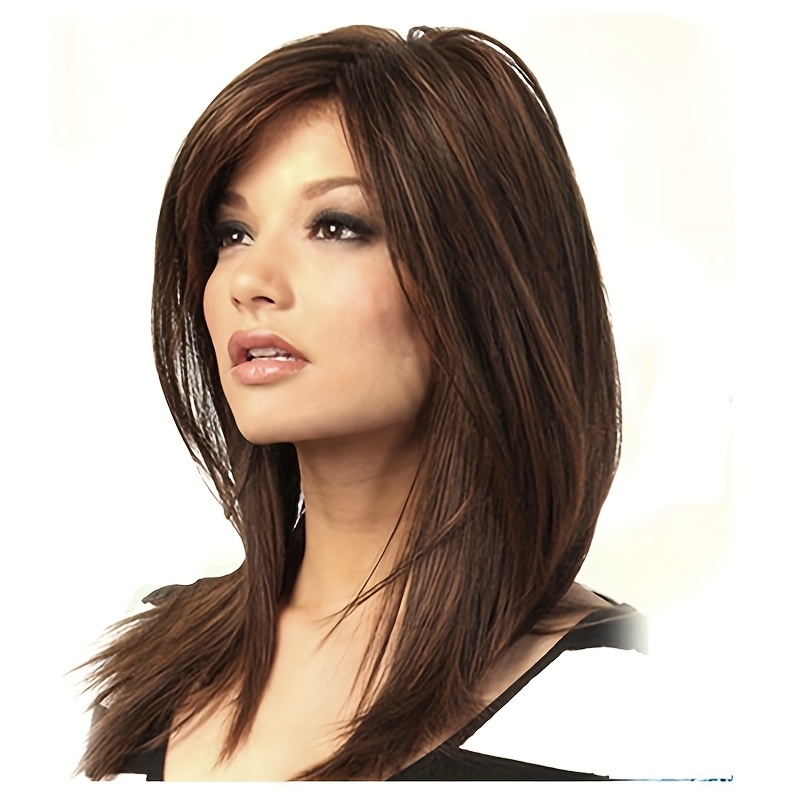 Medium-long Straight Hair Gradient Tea-brown Women's Costume Wig, Suitable for Cosplay Hairstyle Outfits, Role-playing Wig Costume Matching, Halloween and Christmas Costume Wigs | Shop Trends